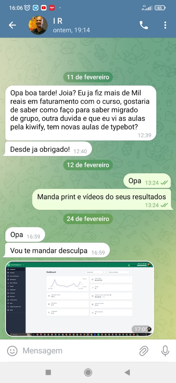 Print de resultado de aluno