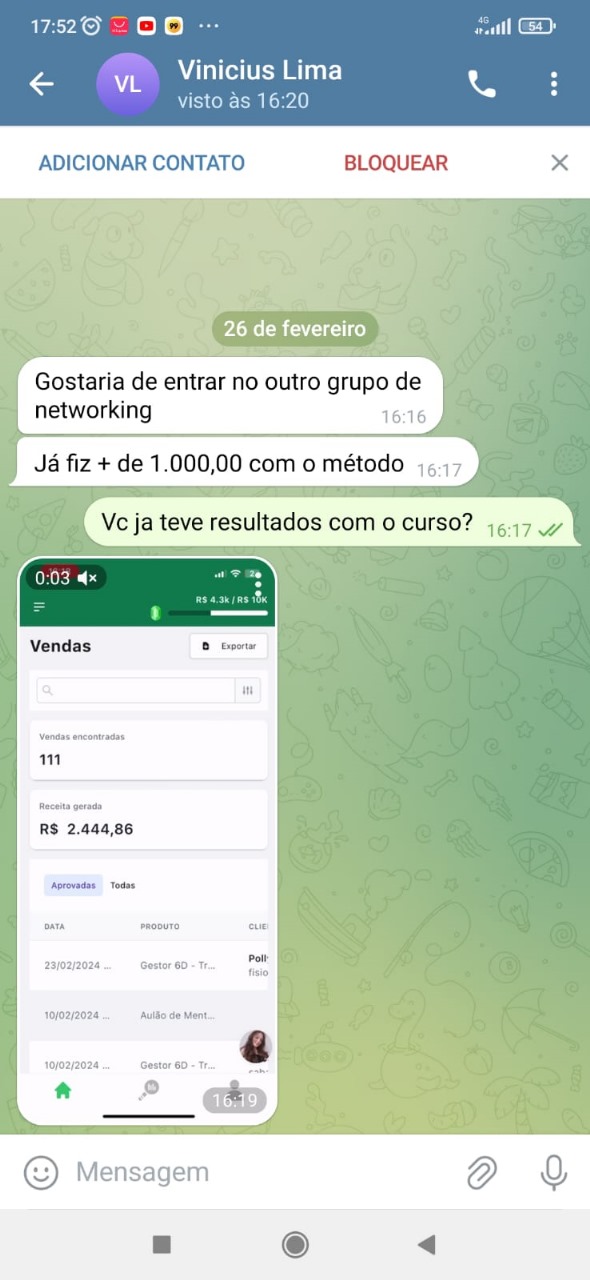 Print de resultado de aluno